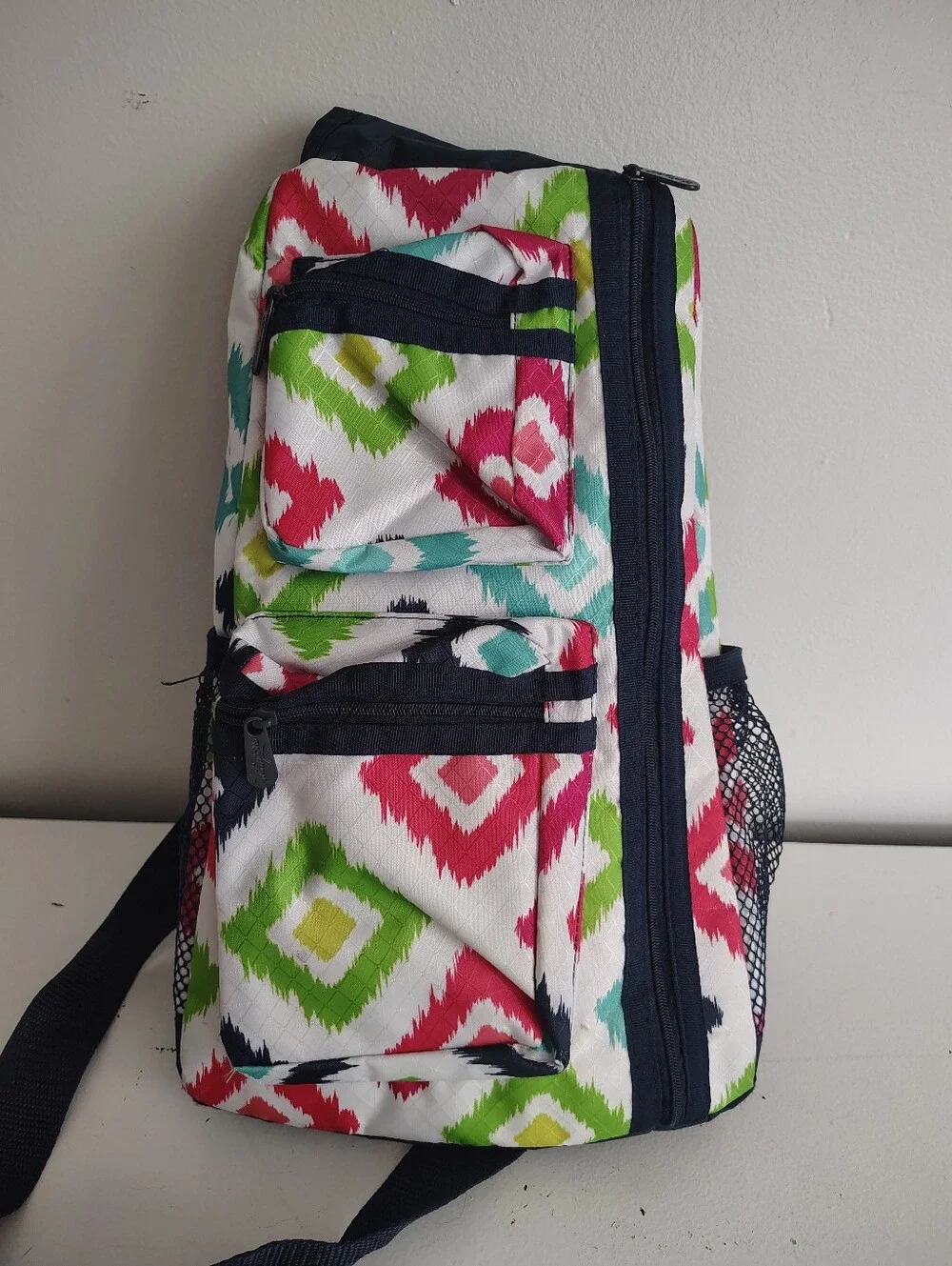 Thirty-One Going My Way Backpack Candy Corners Geometric Ikat Retired Print